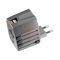 Ventev 12W Global Charginghub 300 Dual USB A Wall Charger And Travel Adapter - Gray
