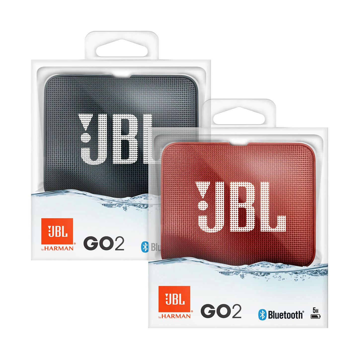 2-Pack JBL Go 2 Bluetooth Portable Speakers - Midnight Black & Red