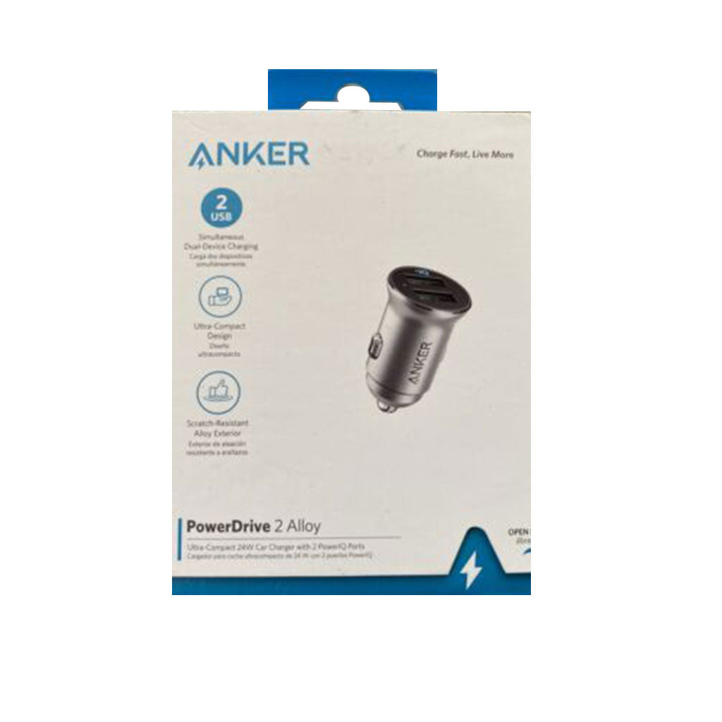 Anker Powerdrive 2 Alloy 24W Vehicle Charger - Silver